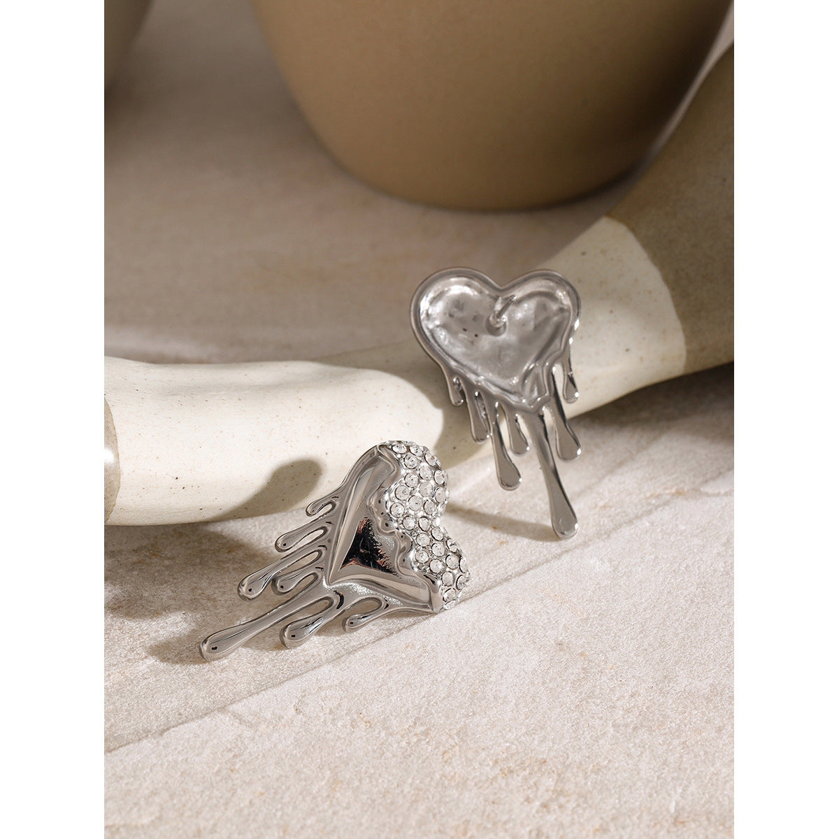 Liquid Heart Diamond Earrings