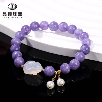 Imitation purple dragon crystal chalcedony round ball bracelet.