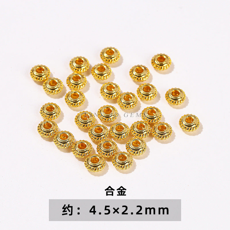 14/18K gold nine-character needle ball needle flower holder copper ring heart shape