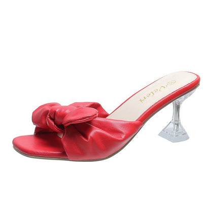 Crystal high-heeled slippers