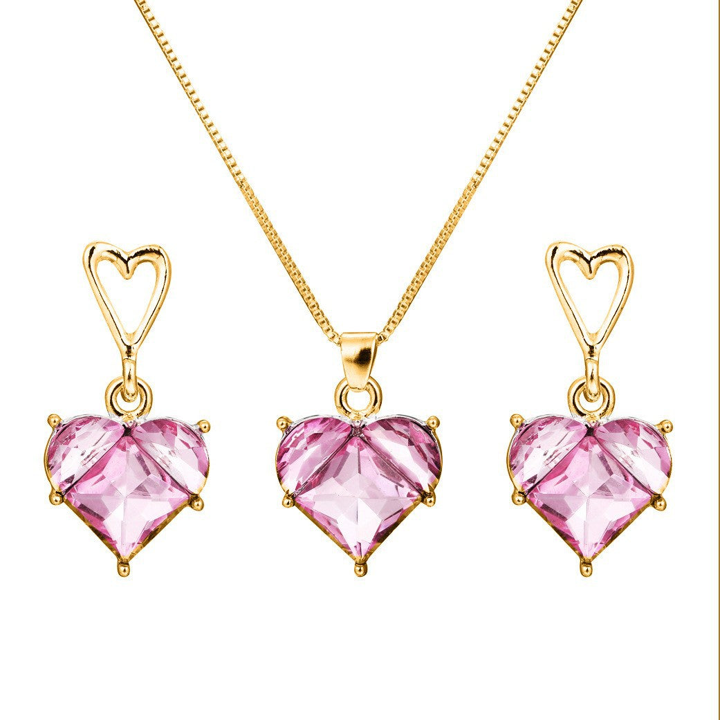 Heart Bridal Necklace Earrings Set