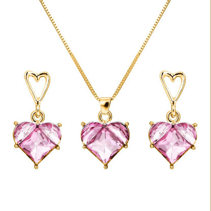 Heart Bridal Necklace Earrings Set