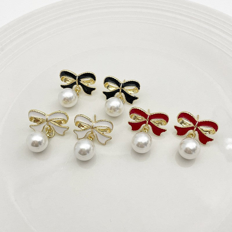 Bow Earrings Versatile Pearl Stud Earrings