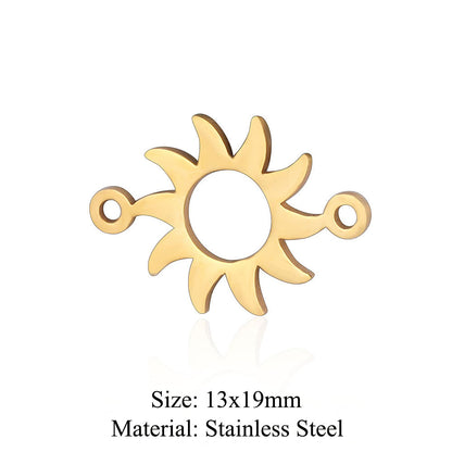 5 pcs/bag sun round face titanium steel pendant