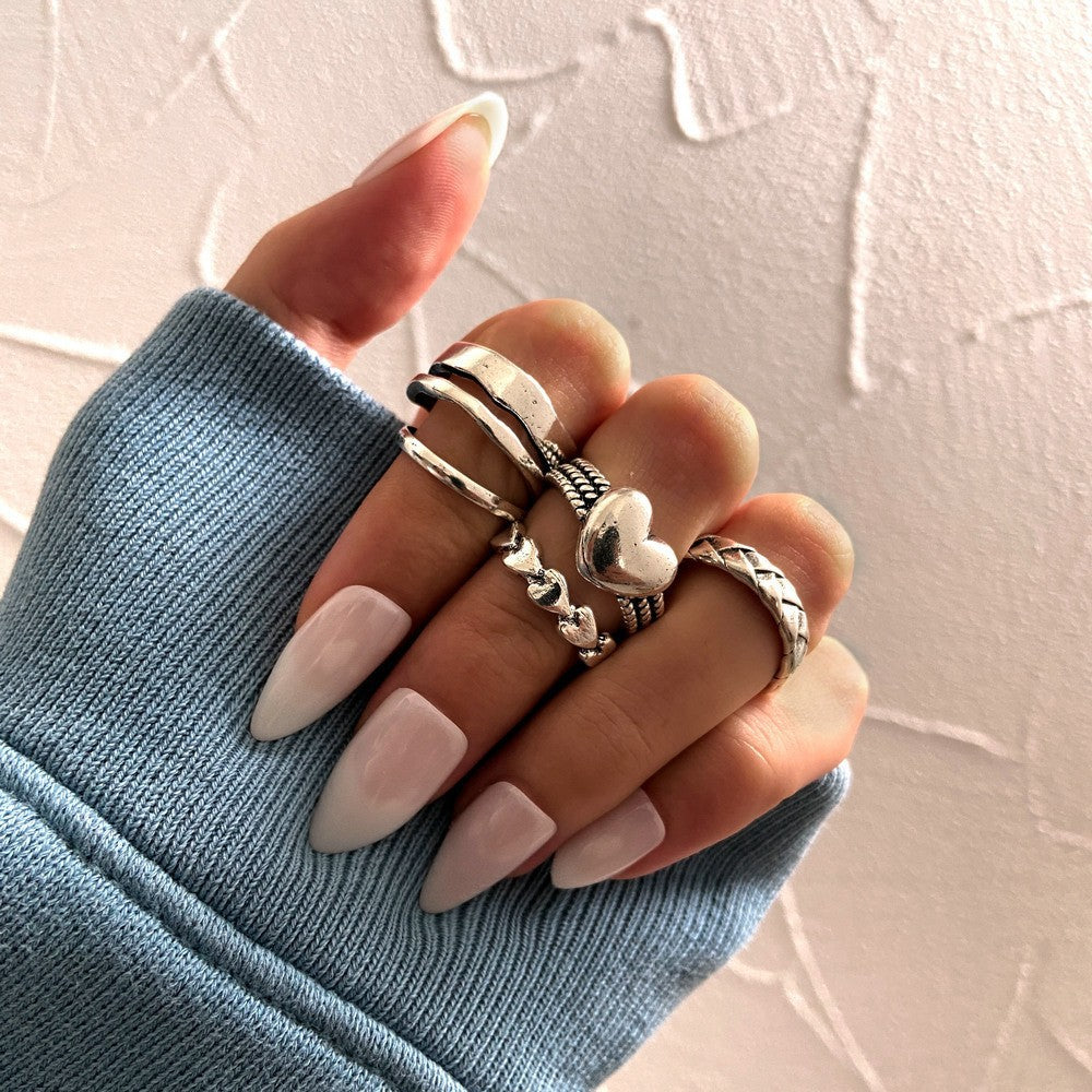 Open Heart Ring 5-piece Hollow