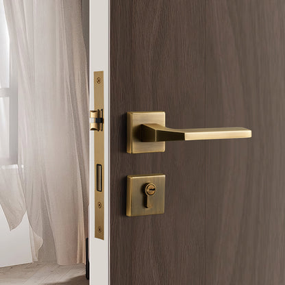 Solid brass square ring door lock