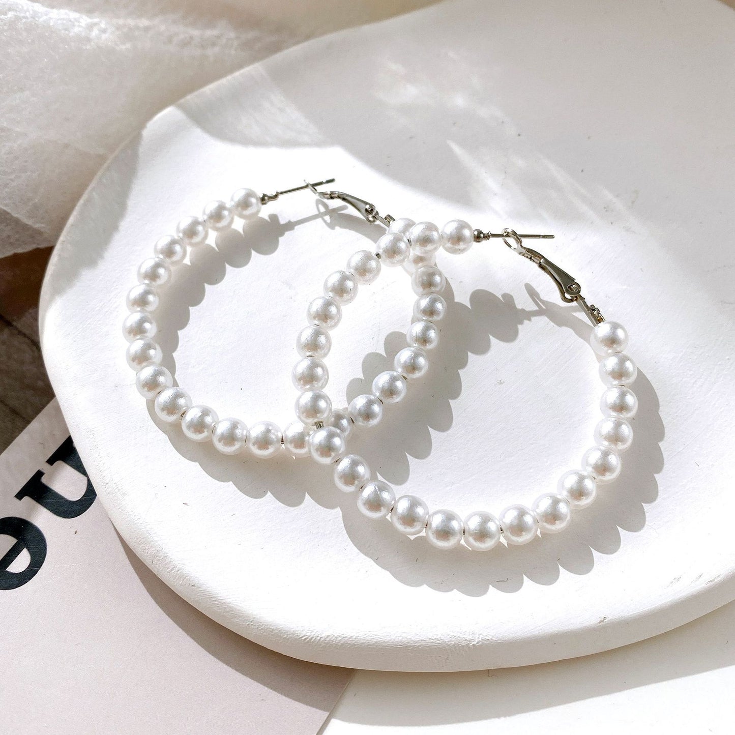 Pearl hoop earrings