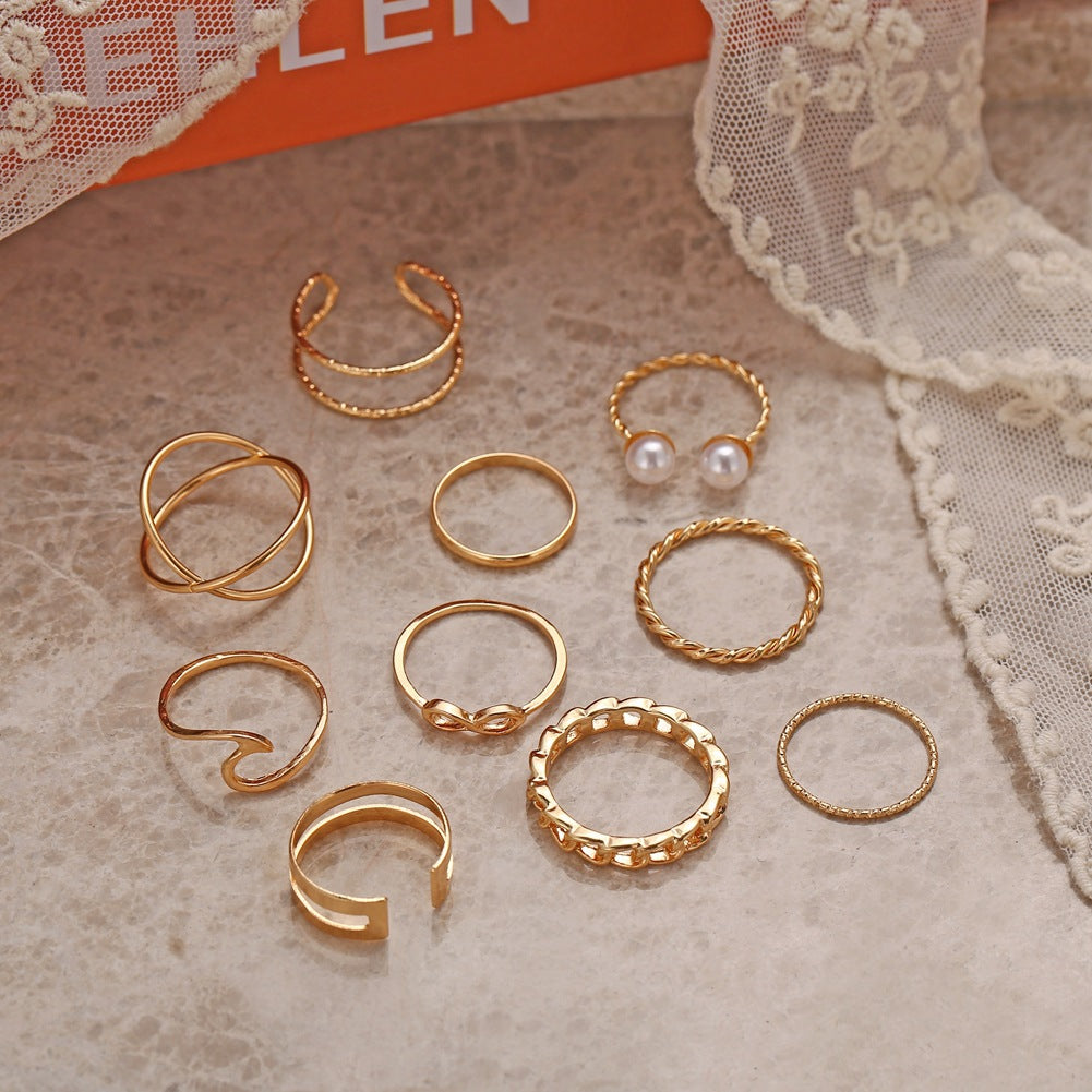 Open two pearl ring set of 10