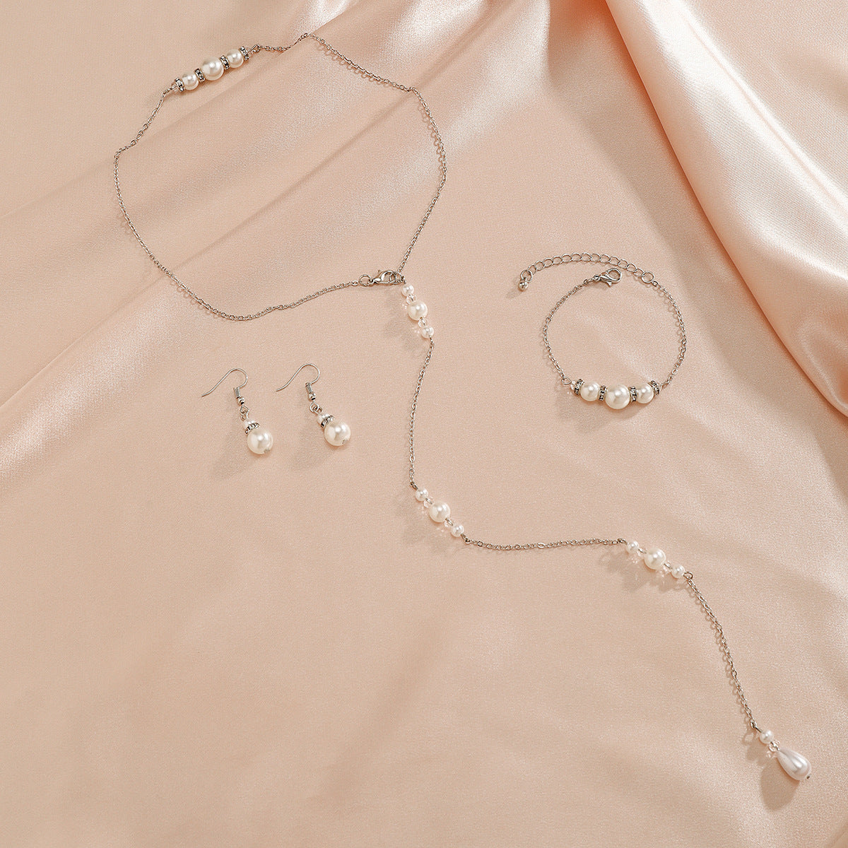 Imitation Pearl French Simple Necklace Set