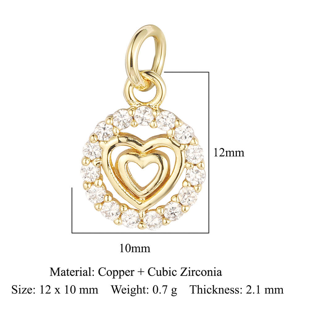 Crown peach heart colorful love copper zircon pendant