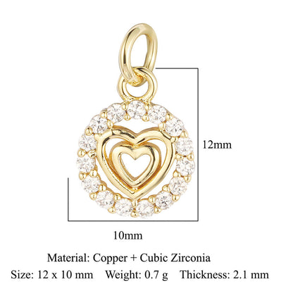 Crown peach heart colorful love copper zircon pendant