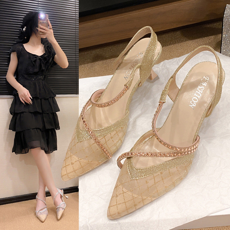 High heel sandals mesh fashion