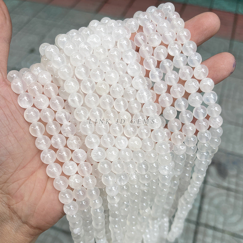 Perlas sueltas de jade blanco de Afganistán Perlas redondas de jade blanco lechoso 