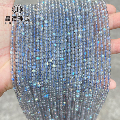 3-4Mm Natural 7A Gray Moonlight Loose Beads