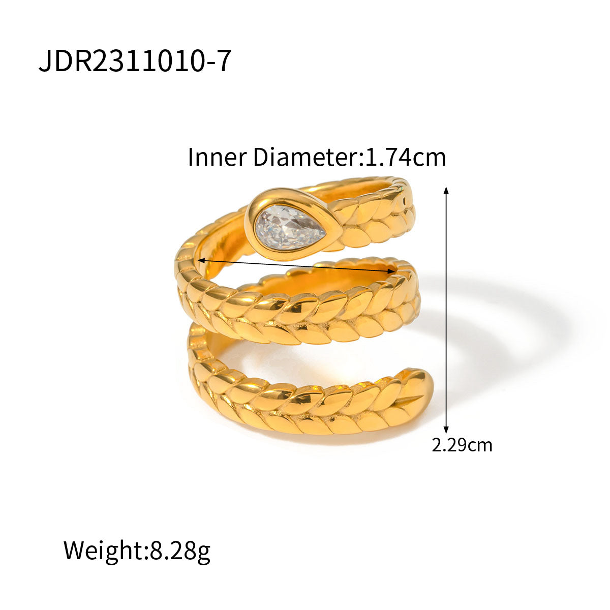 Snake-shaped zircon ring