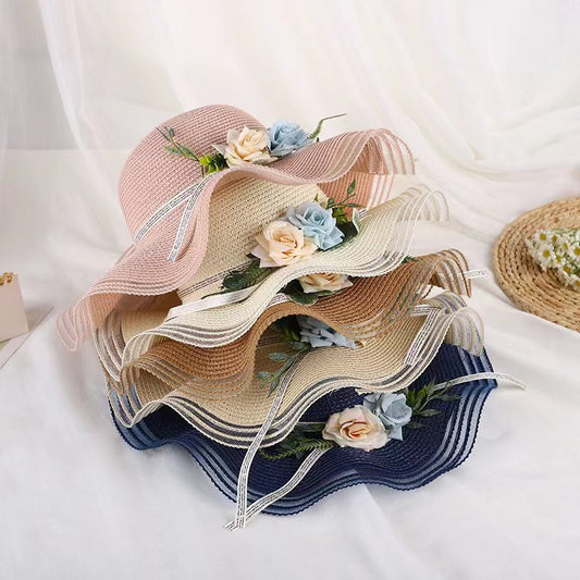 DIY Hat Vacation Wide Brim Korean Floral Beach Sun