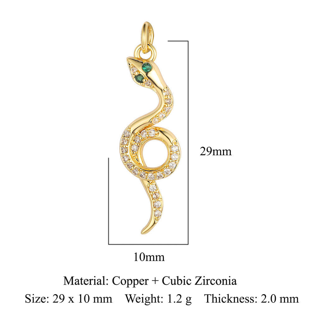 Heart-shaped copper zircon pendant bear snake scorpion