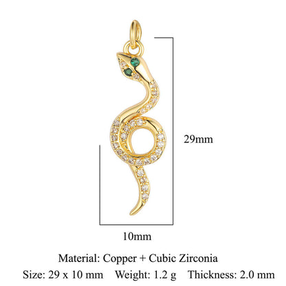 Heart-shaped copper zircon pendant bear snake scorpion