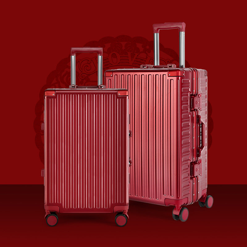 Anti-drop red wedding trolley case