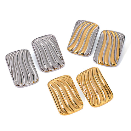 Ribbed Rectangular Colorblock Stud Earrings