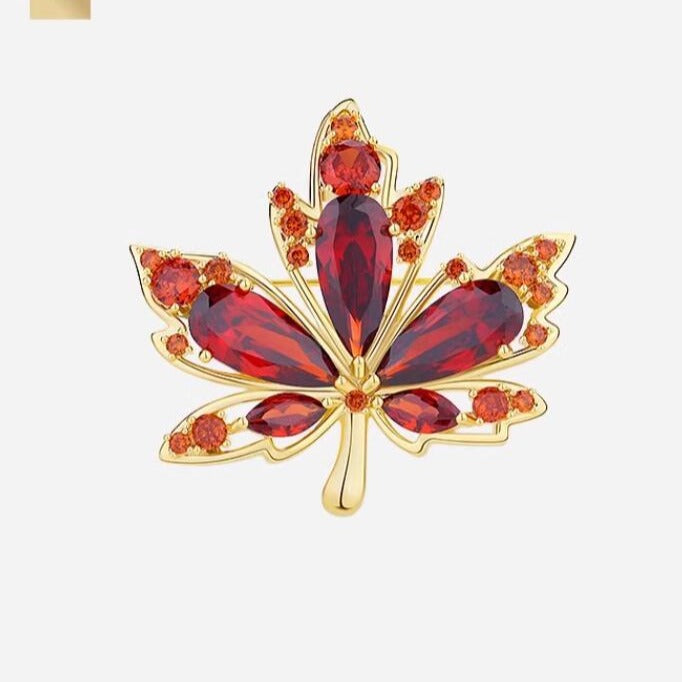 Crystal Maple Leaf Neckpin Pin