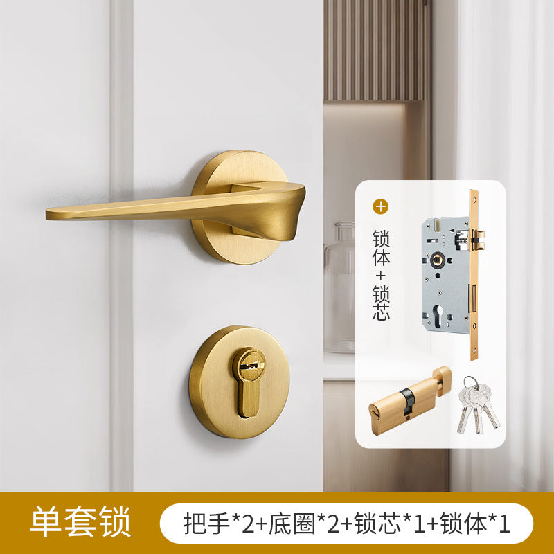 Solid wood door golden lock