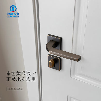 Solid brass square ring door lock