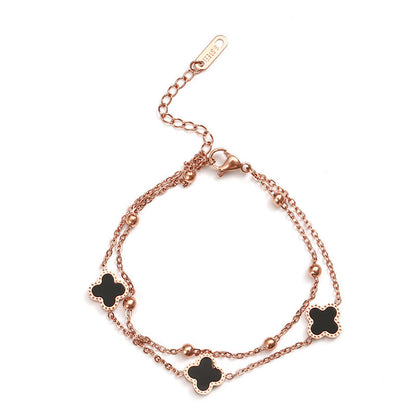 Four-leaf clover bracelet women's double layer