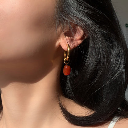 Pendientes colgantes de piedra roja 