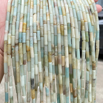 4 * 13M natural Amazonite tubular beads