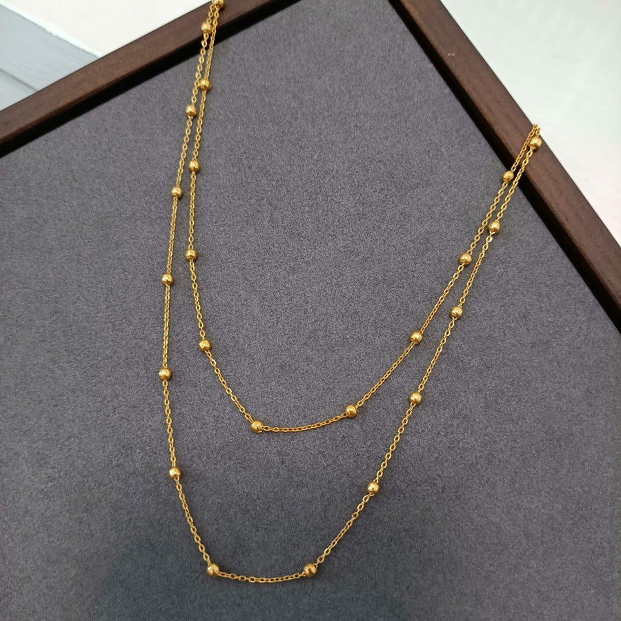 Multi-layer stacked bead chain necklace