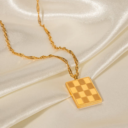 Vintage Square Checkerboard Necklace