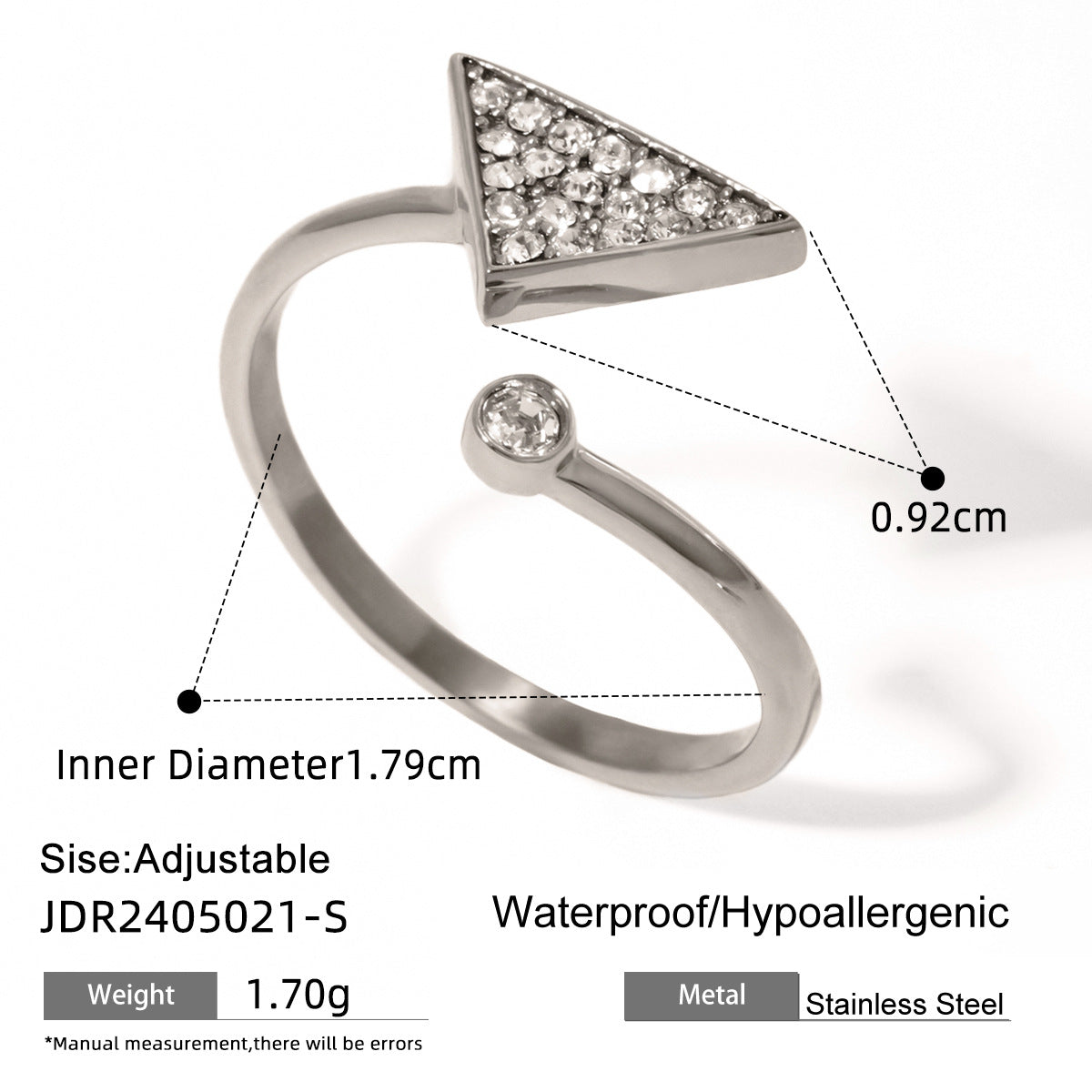 Triangle rhinestone ring