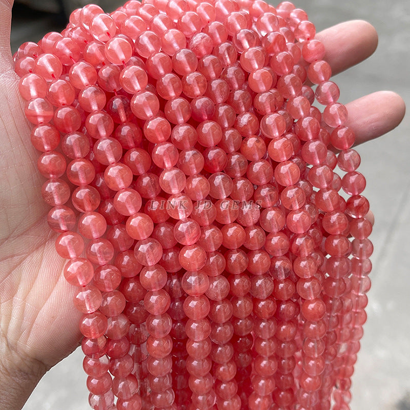 Synthetic watermelon red crystal round bead red smelted crystal