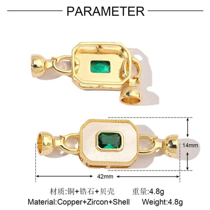 18K real gold leaf shell copper zircon detachable connecting buckle