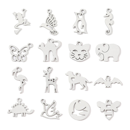 20 pcs/pack frog elephant bat titanium steel DIY pendant