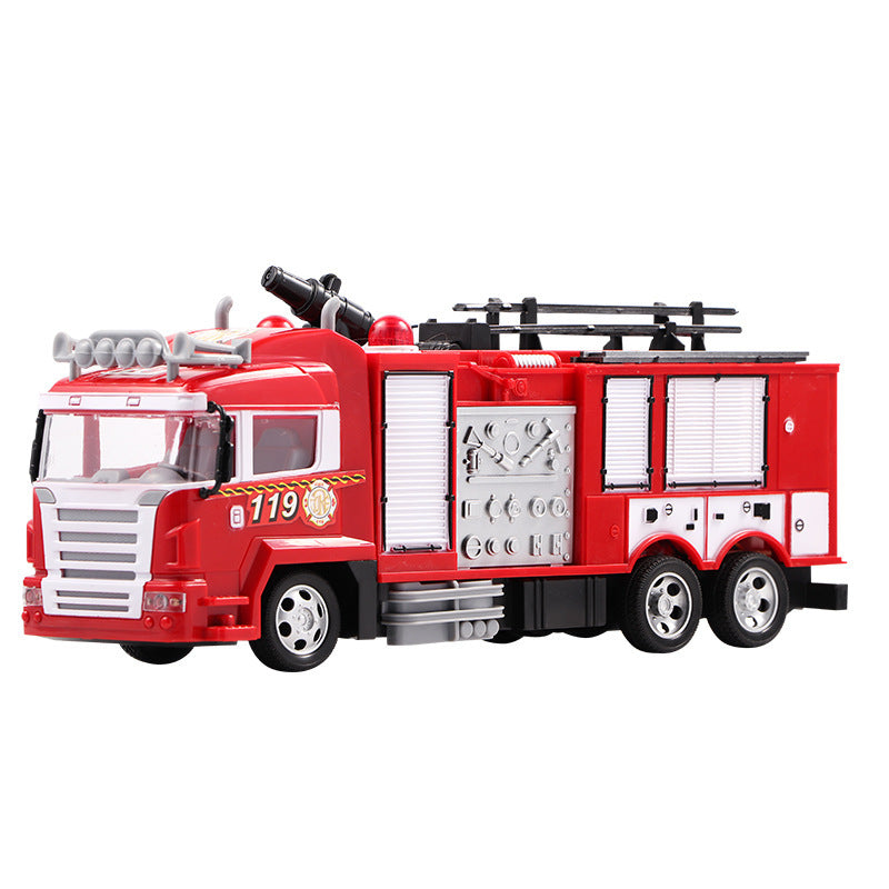 Electric Remote Control Fire Truck: Simulation Rescue Vehicle with Sound and Light, One-Button Water Spray for Children Boys Toy