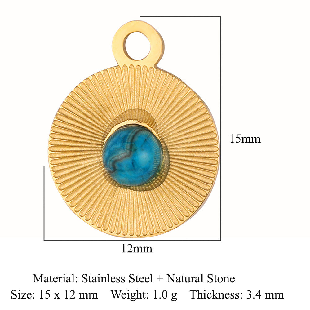 Natural stone oval key stainless steel pendant