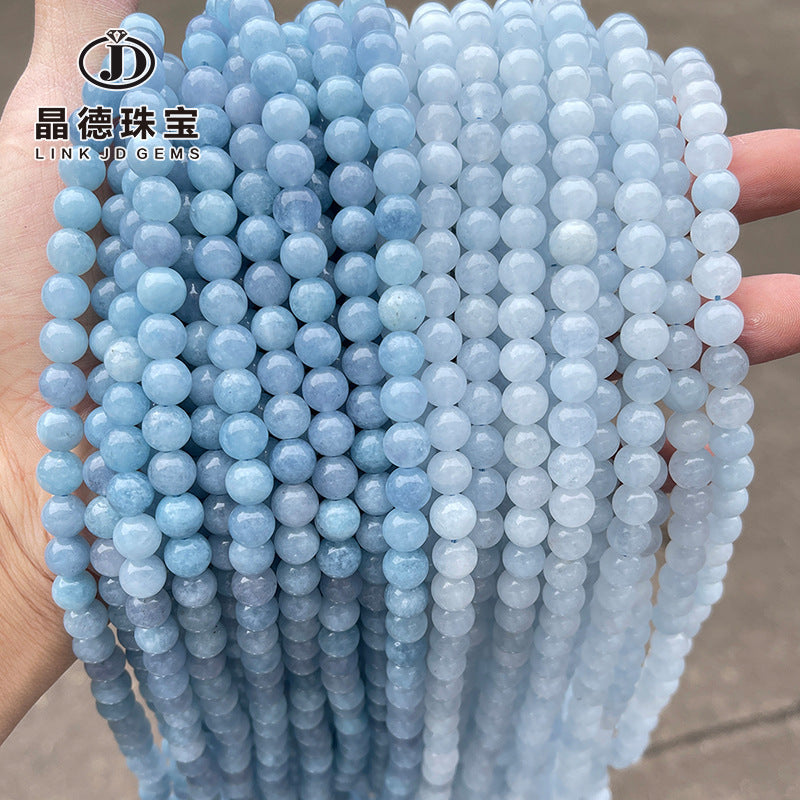 Chalcedony loose beads light blue jade round beads wholesale