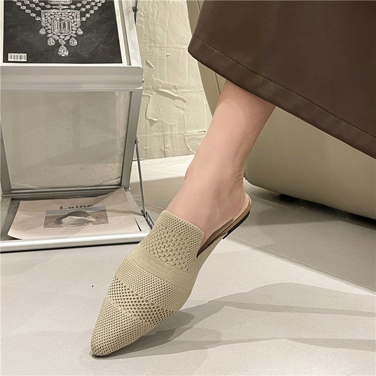 Flying woven pointed slippers