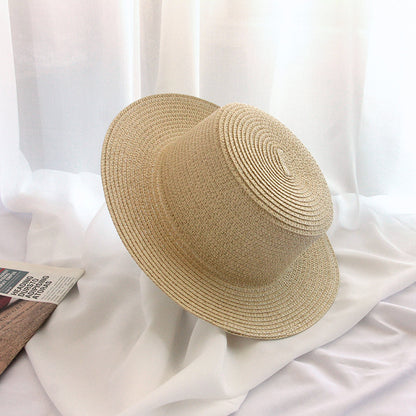 Sombrero de paja de ala ancha para playa, de verano, con ala plana y 7 cm 