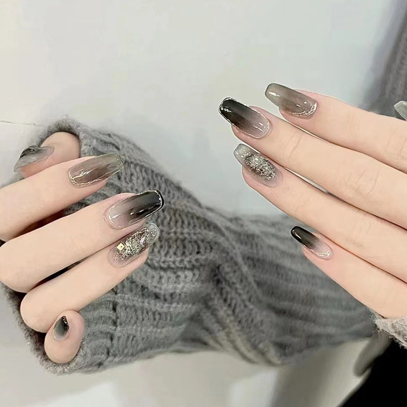 Dark Gradient French Nails