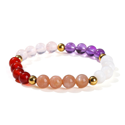 Crystal sunstone agate five-color mixed bracelet