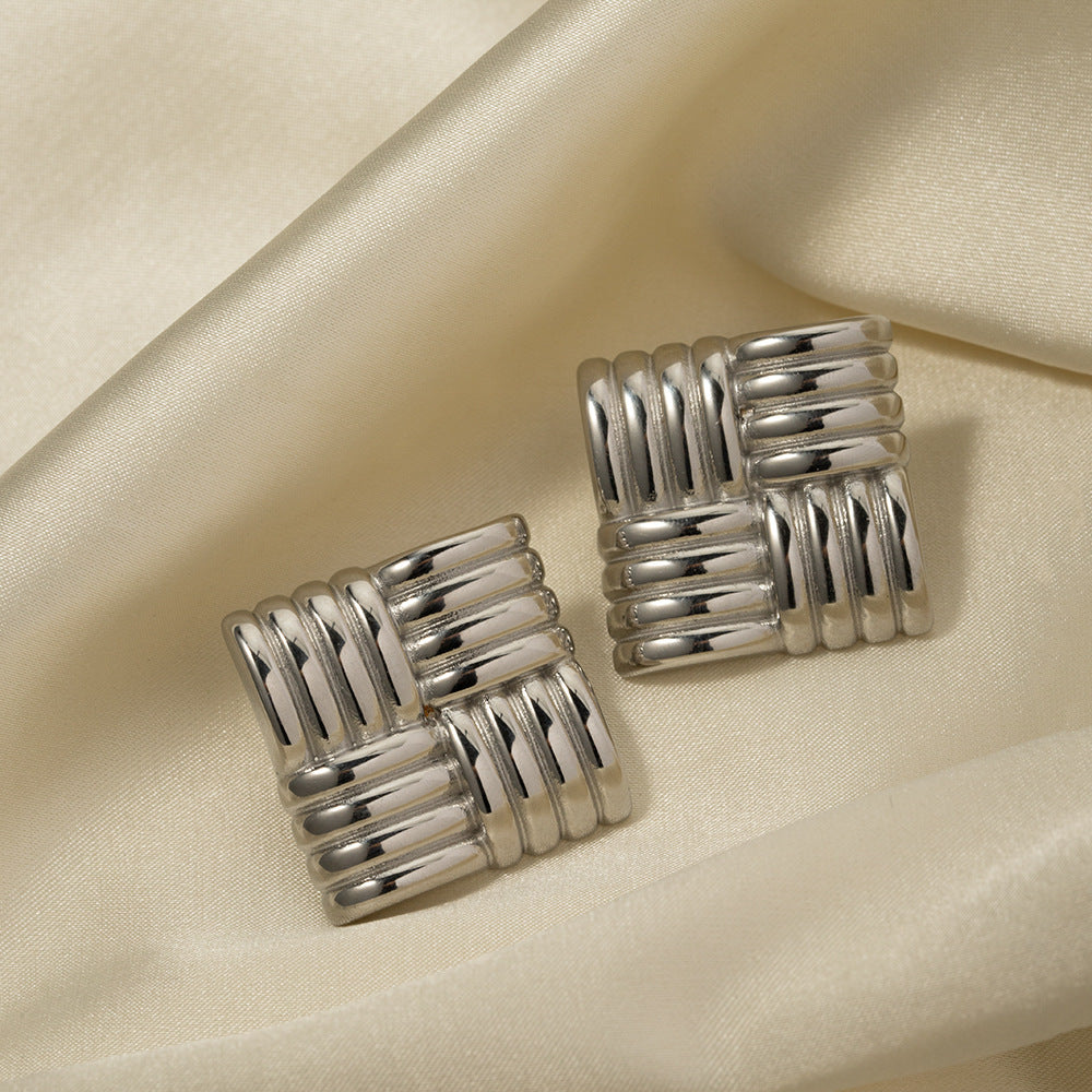 Square Textured Stud Earrings