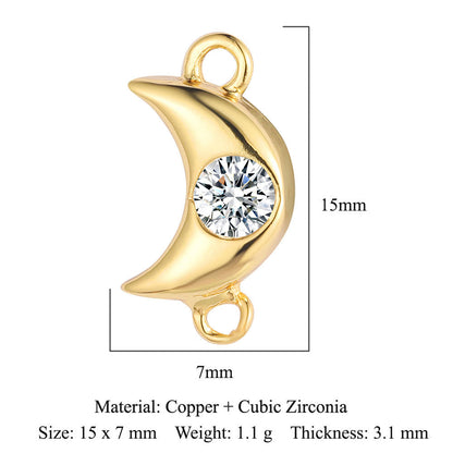 Cactus round zircon double hole copper accessories