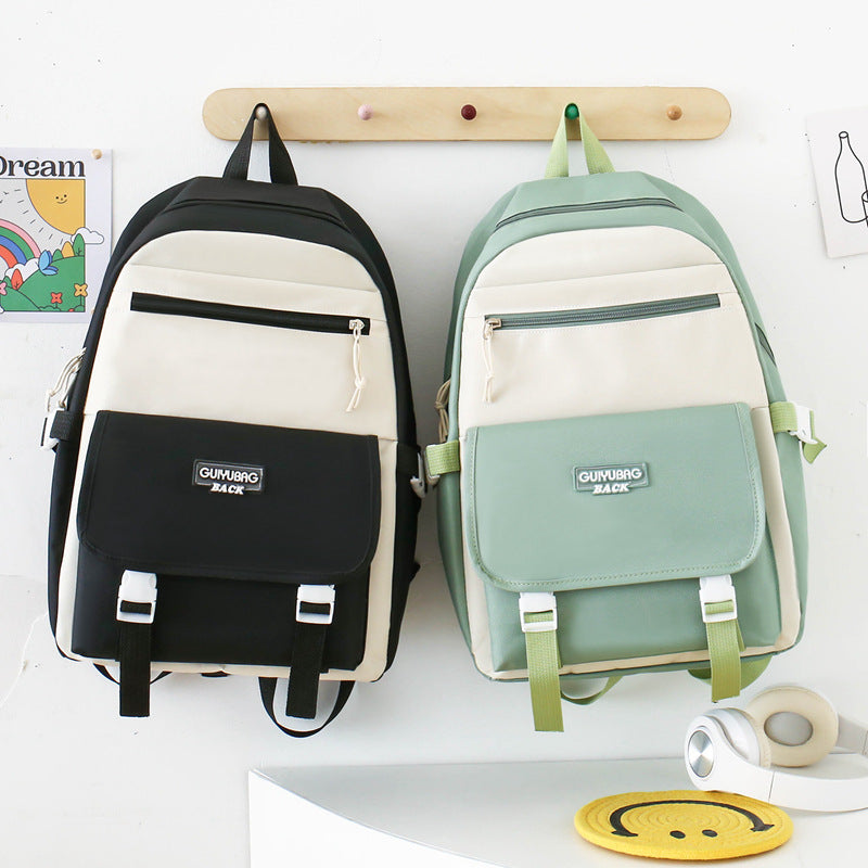 Colorblock Large Capacity Backpack for High School Students