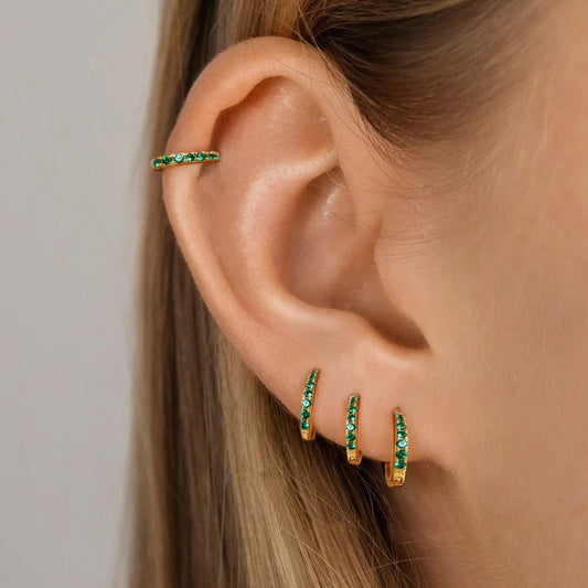 Black and green diamond earrings