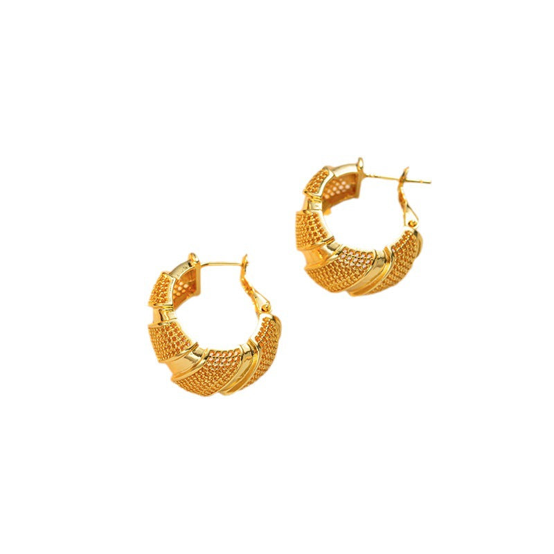 Exaggerated Women's Titanium Steel Crocodile Pattern Gold Hoop Earrings