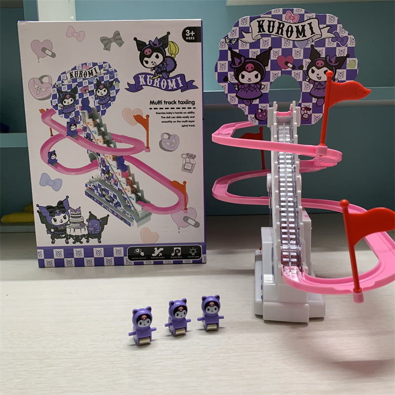 Sanrio Stair Climbing Electric Sliding Track Toy with Sound and Light Kuromi Children's Educational Electric Track Car