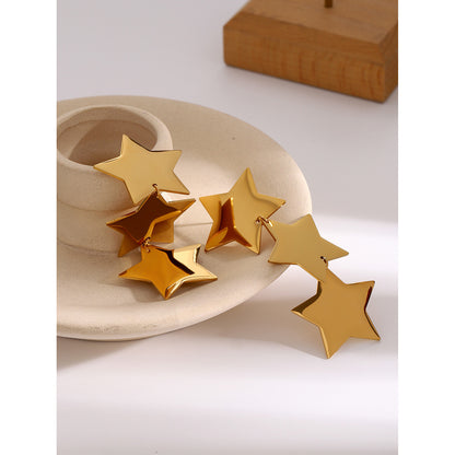 Three-layer five-pointed star earrings